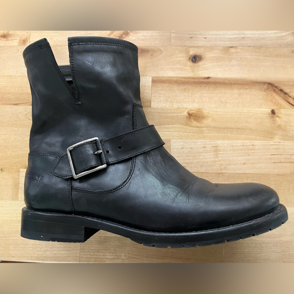 Frye moto boots black leather women’s size 8.5